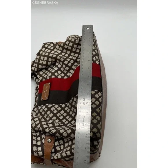 Kate Spade Brown/Cream/Scarlet Canvas, Leather Hobo Bag - Picture 8 of 12